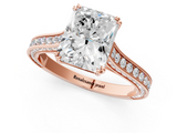 Rose gold Radiant Diamond Solitaire with Pave Band and Six-Prong Setting_33