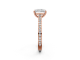 Rose gold Radiant Diamond Solitaire with Pave Band and Six-Prong Setting_34