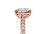 Rose gold Radiant Diamond Solitaire with Pave Band and Six-Prong Setting_37