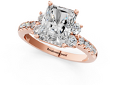 Rose gold Radiant Diamond Three-Stone Pave Band with Four-Prong Setting_33