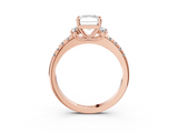 Rose gold Radiant Diamond Three-Stone Pave Band with Four-Prong Setting_35