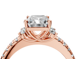 Rose gold Radiant Diamond Three-Stone Pave Band with Four-Prong Setting_36