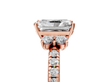 Rose gold Radiant Diamond Three-Stone Pave Band with Four-Prong Setting_37