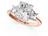 Rose gold Radiant Diamond Three-Stone Ring with Trapezoid Side Stones and Prong Setting_23