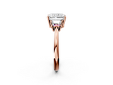 Rose gold Radiant Diamond Three-Stone Ring with Trapezoid Side Stones and Prong Setting_24
