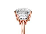 Rose gold Radiant Diamond Three-Stone Ring with Trapezoid Side Stones and Prong Setting_27
