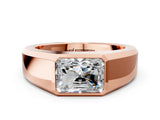 18K White Gold 3.51 Carat Yellow VVS2 Radiant Diamond Wide Bezel Mens Ring