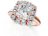 Rose gold Radiant Halo Cluster Diamond Engagement Ring with Prong Setting and Polished Band_100