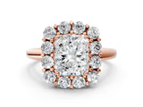 Rose gold Radiant Halo Cluster Diamond Engagement Ring with Prong Setting and Polished Band_99
