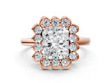 Rose gold Radiant Halo Cluster Diamond Engagement Ring with Solitaire Band and Prong Setting_47