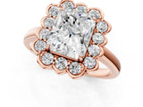 Rose gold Radiant Halo Cluster Diamond Engagement Ring with Solitaire Band and Prong Setting_48