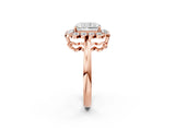 Rose gold Radiant Halo Cluster Diamond Engagement Ring with Solitaire Band and Prong Setting_49