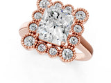 Rose gold Radiant Halo Diamond Cluster Engagement Ring with Milgrain Bezel Setting and Solitaire Band_76