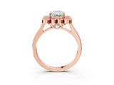 Rose gold Radiant Halo Diamond Cluster Engagement Ring with Milgrain Bezel Setting and Solitaire Band_78