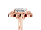 Rose gold Radiant Halo Diamond Cluster Engagement Ring with Milgrain Bezel Setting and Solitaire Band_80