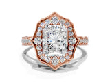 Rose gold Radiant Halo Diamond Engagement Ring with Milgrain Band and Four-Prong Setting_53