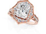 Rose gold Radiant Halo Diamond Engagement Ring with Milgrain Band and Four-Prong Setting_54
