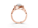 Rose gold Radiant Halo Diamond Engagement Ring with Milgrain Band and Four-Prong Setting_56