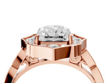Rose gold Radiant Halo Diamond Engagement Ring with Milgrain Band and Four-Prong Setting_57