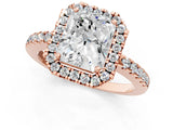 Rose gold Radiant Halo Diamond Engagement Ring with Pavé Band and Four-Prong Setting_136