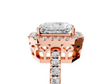 Rose gold Radiant Halo Diamond Engagement Ring with Pavé Band and Four-Prong Setting_140