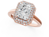 Rose gold Radiant Halo Diamond Engagement Ring with Solitaire Band and Four-Prong Setting_21