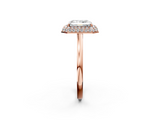 Rose gold Radiant Halo Diamond Engagement Ring with Solitaire Band and Four-Prong Setting_22