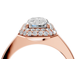 Rose gold Radiant Halo Diamond Engagement Ring with Solitaire Band and Four-Prong Setting_24