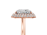 Rose gold Radiant Halo Diamond Engagement Ring with Solitaire Band and Four-Prong Setting_25