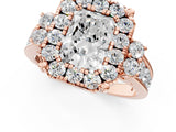 Rose gold Radiant Halo Diamond Engagement Ring with Split Shank and Four-Prong Setting 1