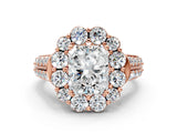 Rose gold Radiant Halo Diamond Engagement Ring with Split Shank and Prong Setting_66
