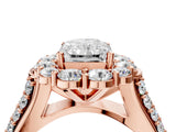 Rose gold Radiant Halo Diamond Engagement Ring with Split Shank and Prong Setting_70