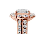 Rose gold Radiant Halo Diamond Engagement Ring with Split Shank and Prong Setting_71