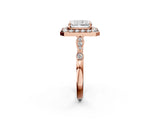 Rose gold Radiant Halo Diamond Engagement Ring with Twisted Band and Four-Prong Setting 3