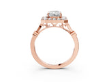 Rose gold Radiant Halo Diamond Engagement Ring with Twisted Band and Four-Prong Setting 4