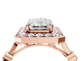 Rose gold Radiant Halo Diamond Engagement Ring with Twisted Band and Four-Prong Setting 5