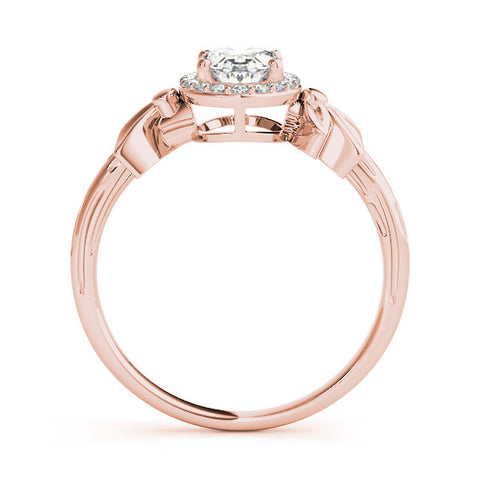 Rose gold Radiant Halo Diamond Floral Band with Four-Prong Setting 1