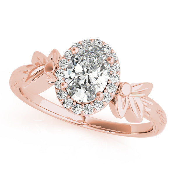 Rose gold Radiant Halo Diamond Floral Band with Four-Prong Setting 2