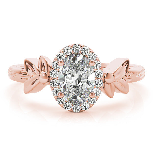 Rose gold Radiant Halo Diamond Floral Band with Four-Prong Setting