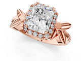 Rose gold Radiant Halo Diamond Floral Band with Four-Prong Setting_77