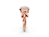 Rose gold Radiant Halo Diamond Floral Band with Four-Prong Setting_78