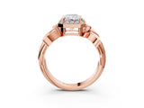 Rose gold Radiant Halo Diamond Floral Band with Four-Prong Setting_79