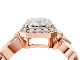 Rose gold Radiant Halo Diamond Floral Band with Four-Prong Setting_80