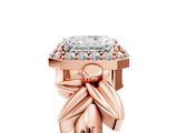 Rose gold Radiant Halo Diamond Floral Band with Four-Prong Setting_81
