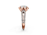 Rose gold Radiant Halo Diamond Floral Split Shank Engagement Ring 3