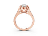 Rose gold Radiant Halo Diamond Floral Split Shank Engagement Ring 4