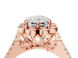 Rose gold Radiant Halo Diamond Floral Split Shank Engagement Ring 5