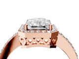 Rose gold Radiant Halo Diamond Pavé Band Ring with Prong Setting_24