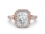 Rose gold Radiant Halo Diamond Pavé Solitaire Ring_39