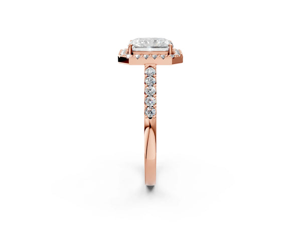 Rose gold Radiant Halo Diamond Pavé Solitaire Ring